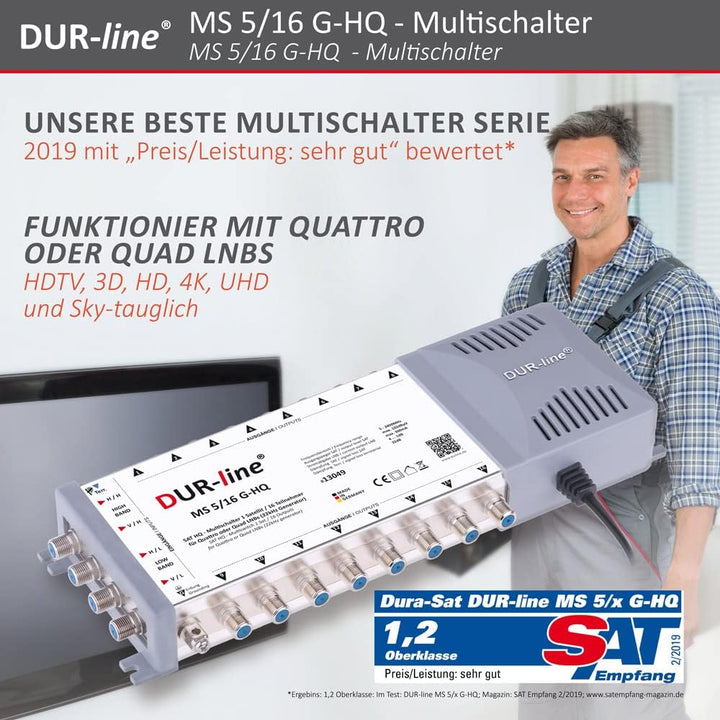 DUR-line MS 5/16 G-HQ - Multischalter - Made in Germany - SAT Multischalter für 16 Teilnehmer/TV - s