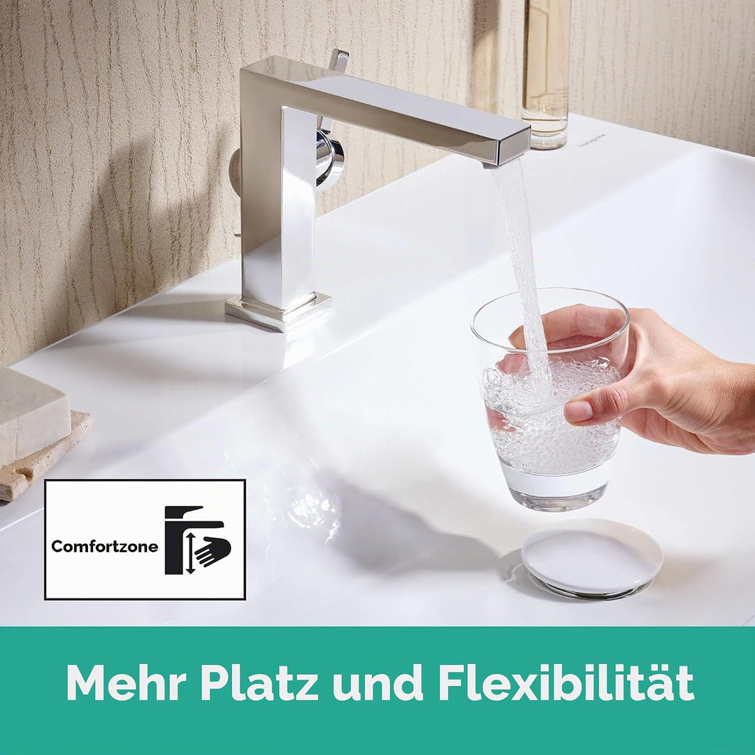 hansgrohe Tecturis E - Waschtischarmatur mit Zugstangen-Ablauf, energiesparend (CoolStart), Wasserha