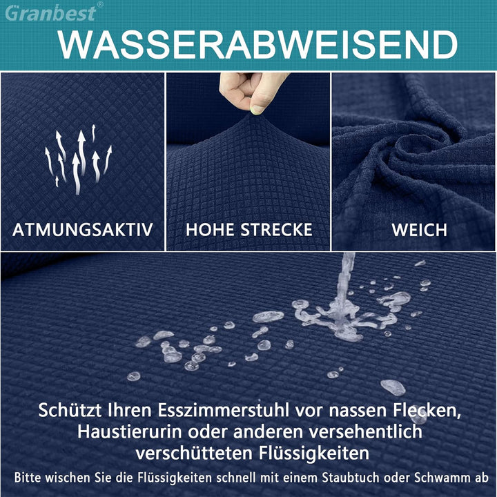 Granbest Premium Wasserdicht Esszimmerstuhl Abdeckungen Satz Von 6, Elastische Hohe Zurück Stuhlhuss