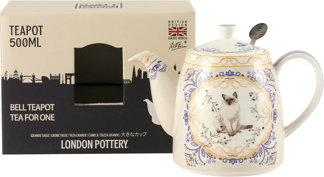 London Pottery Teekannen-Set aus Knochenporzellan, Aternoon-Teeservice für einen, Tiermuster, Teekan