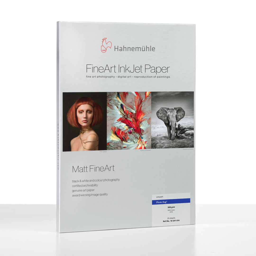 Hahnemühle 10641616 Digital FineArt Photo Rag Papier, 308 g/m², DIN A2, 420 x 594 mm, weiss, 420 x 5