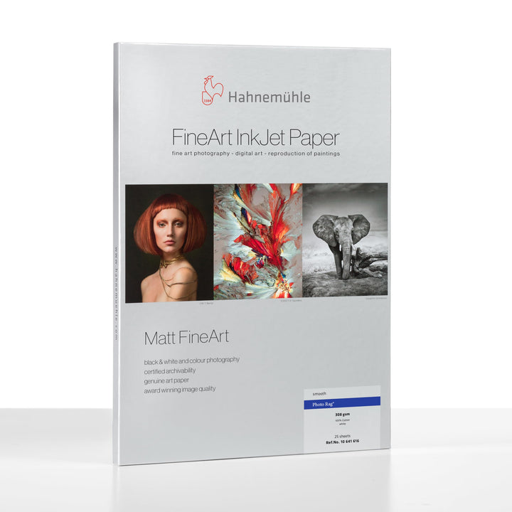 Hahnemühle 10641616 Digital FineArt Photo Rag Papier, 308 g/m², DIN A2, 420 x 594 mm, weiss, 420 x 5