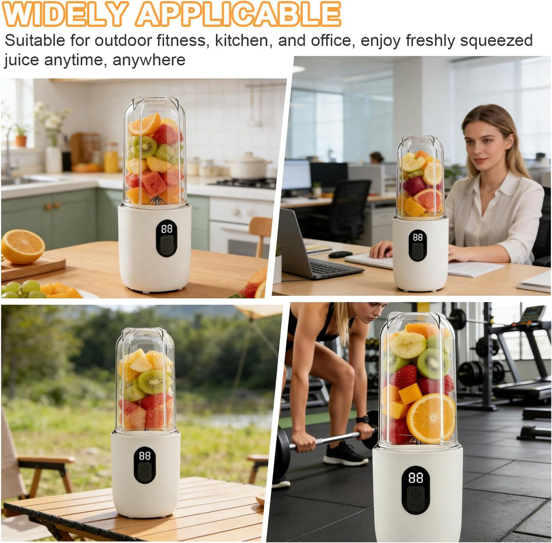 Tragbarer Mixer 500ML, Smoothie Maker to go mit Digitalanzeige & 16-Blatt Klingen Edelstahl, USB Auf