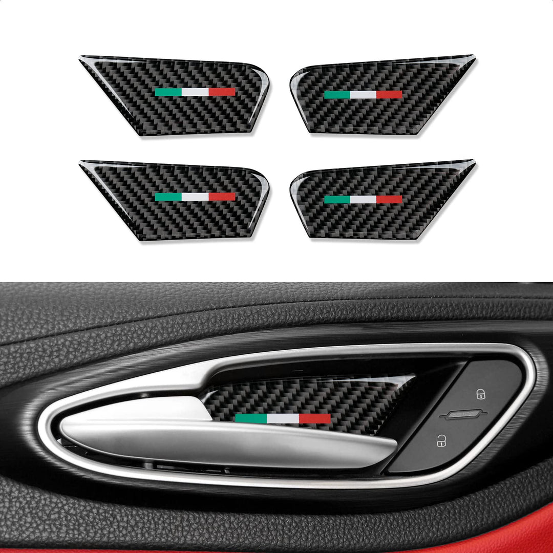 4PCS Kohlefaser Aufkleber Innentür Abdeckung Dekoration Aufkleber kompatibel mit Alfa Romeo Giulia S
