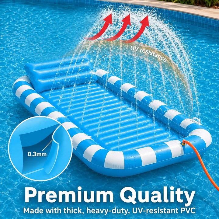 Luftmatratze Pool Erwachsene,Aufblasbar Schwimmmatratze mit Eingebautem Sprinkler,Pool Aufblasbares