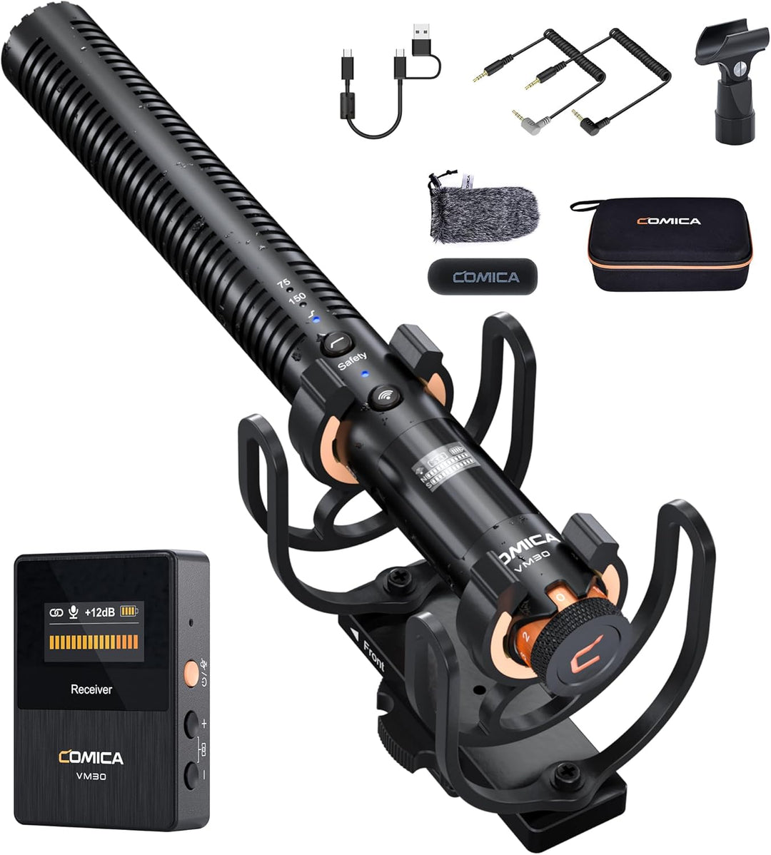COMICA VM30 Kamera Mikrofon mit kabellosen Modi, Super-Kardioid Kondensor Shotgun Video Mikrofon mit