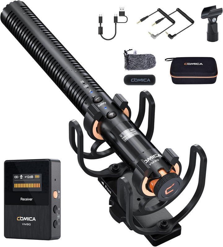 COMICA VM30 Kamera Mikrofon mit kabellosen Modi, Super-Kardioid Kondensor Shotgun Video Mikrofon mit