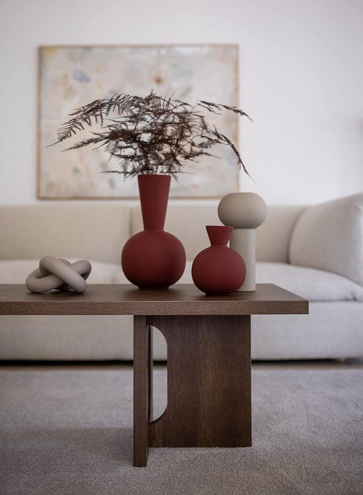 Cooee Design Trumpet-Vase aus Keramik in der Farbe Berry Handgefertigt, Masse: 17cm x 17cm x 30cm, H