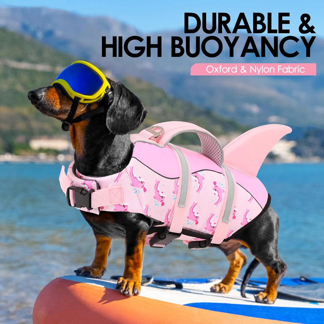 AOFITEE Schwimmweste Hund XS, Verstellbar Hundeschwimmweste Hai, Hoher Auftrieb Klein Hunde Schwimmw