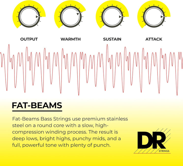 DR Strings FAT-BEAM™ - Stainless Steel Bass Strings: Light 40-100