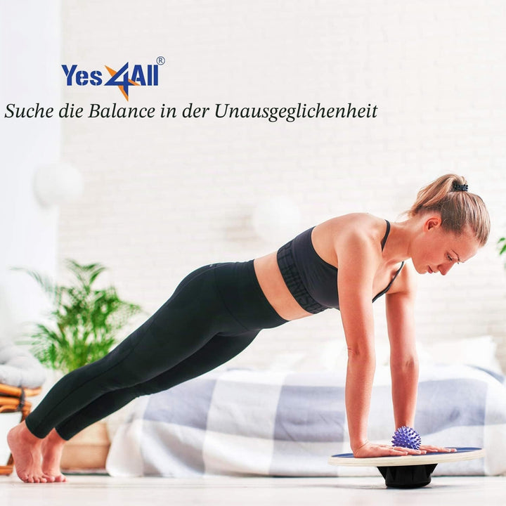 Yes4All Gleichgewichtsboard aus Holz; Wackelbrett mit Hochwertiger Rutschfester Oberfläche; Bevorzug