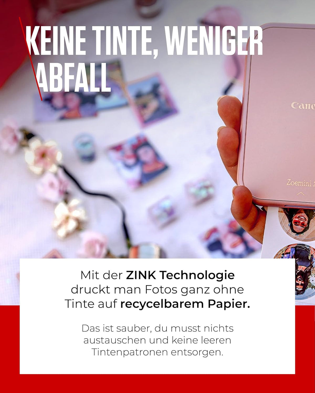Canon Zoemini Mini Printing Kit Fotodrucker + ZINK Fotopapier 20 Stk + 10 Circle Sticker (Mobiler So