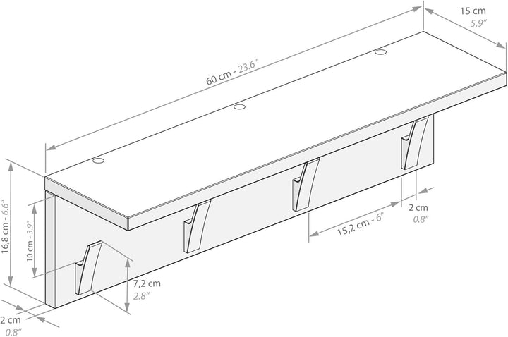 MOBILI FIVER, Rachele Wandgarderobe, 60 cm, grauer Beton, Made In Italy 60 cm Grauer Beton, 60 cm Gr