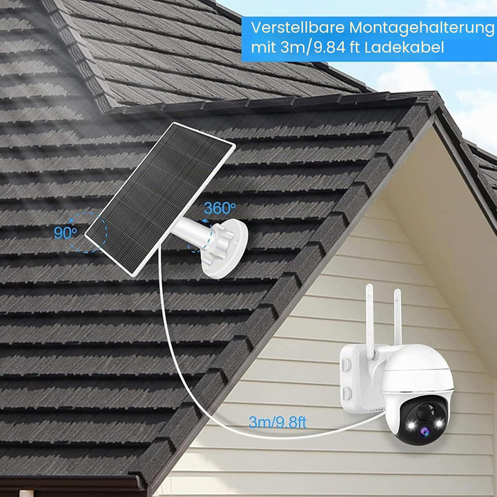 Solarpanel für Überwachungskamera, 5W Solarpanel für DC 5V Sicherheitskamera, Micro USB & USB-C Ansc