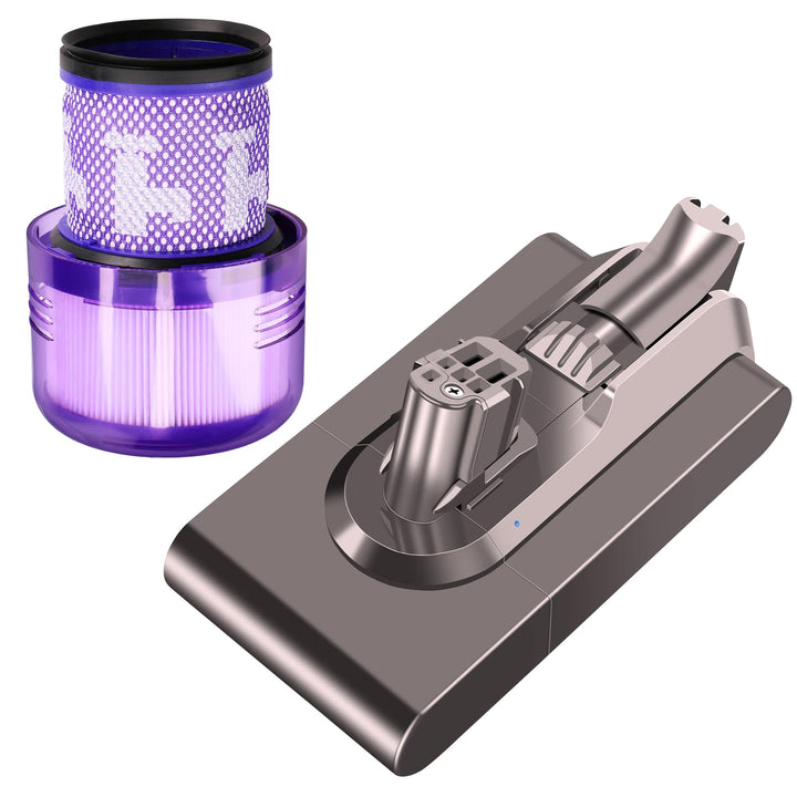 Extralink Akku kompatibel mit Dyson V12 im Set mit HEPA-Filter – 25,2V 2500mAh Ersatzakku, Lange Lau