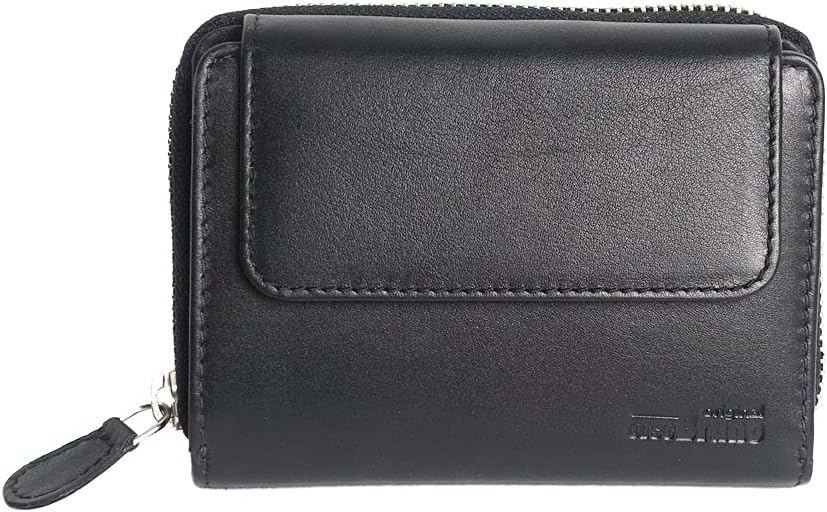 orso Bruno original schönes Damen Portemonnaie Leder schwarz Damengeldbörse mittelgross klein kompak