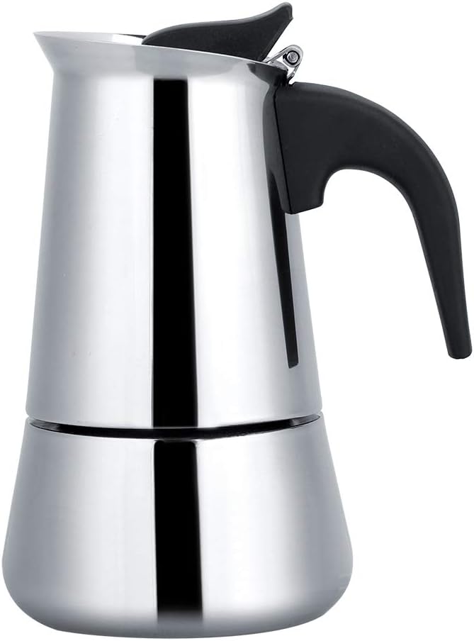 Espressokocher Edelstahl, 2/4/6/9 Tassen Mokkakanne für Gasherd, Induktion und Herdplatte, Italienis