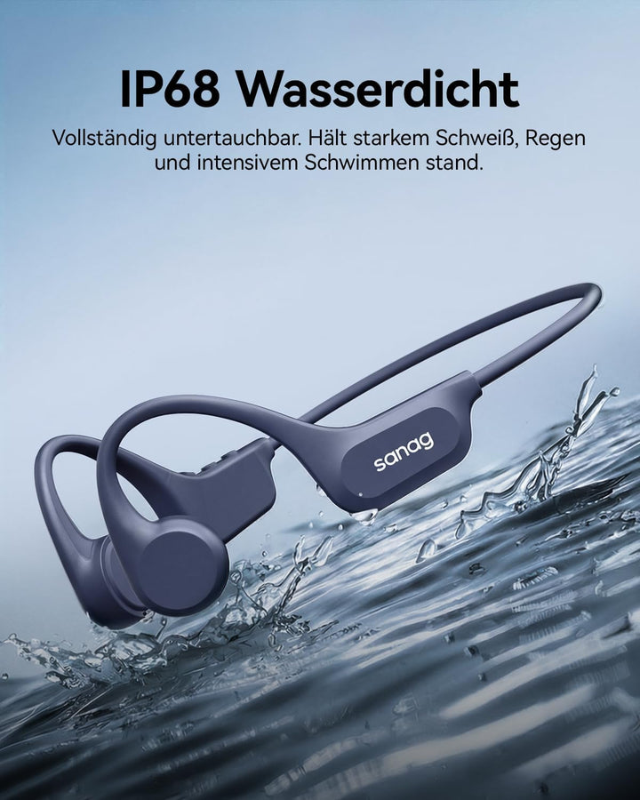 SANAG Knochenschall Sportkopfhörer, Open-Ear-Ohrhörer mit Bluetooth 5.3, Mikrofon mit Geräuschunterd