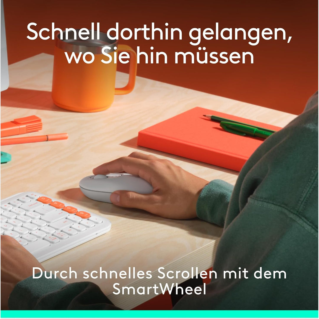 Logitech POP ICON Keys kabellose Bluetooth-Tastatur, Comfortable Tippen, POP Mouse, kompakte und Mob