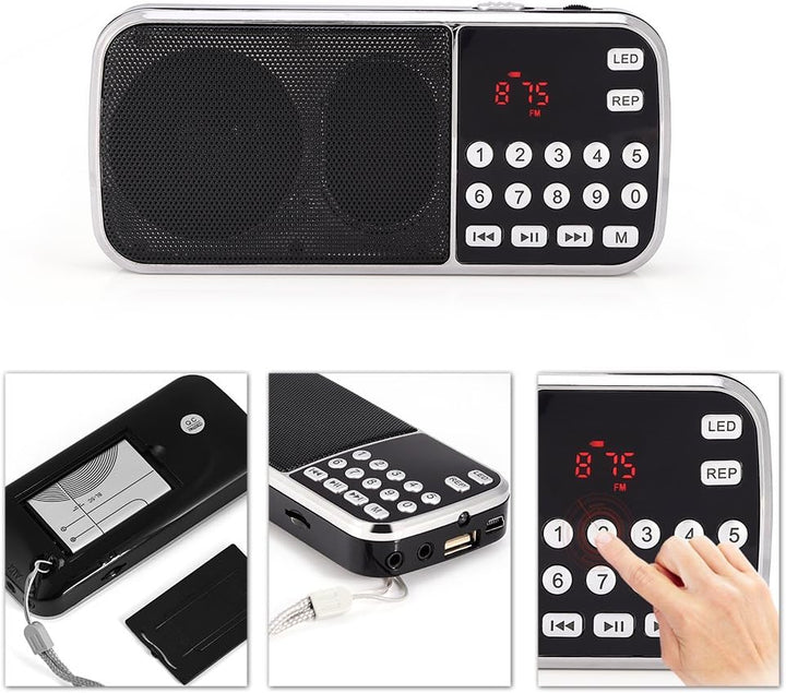 VBESTLIFE -Radio mit LED-Taschenlampe-Funktion, MP3-U-Scheibe des Musik-Spieler-FM TF