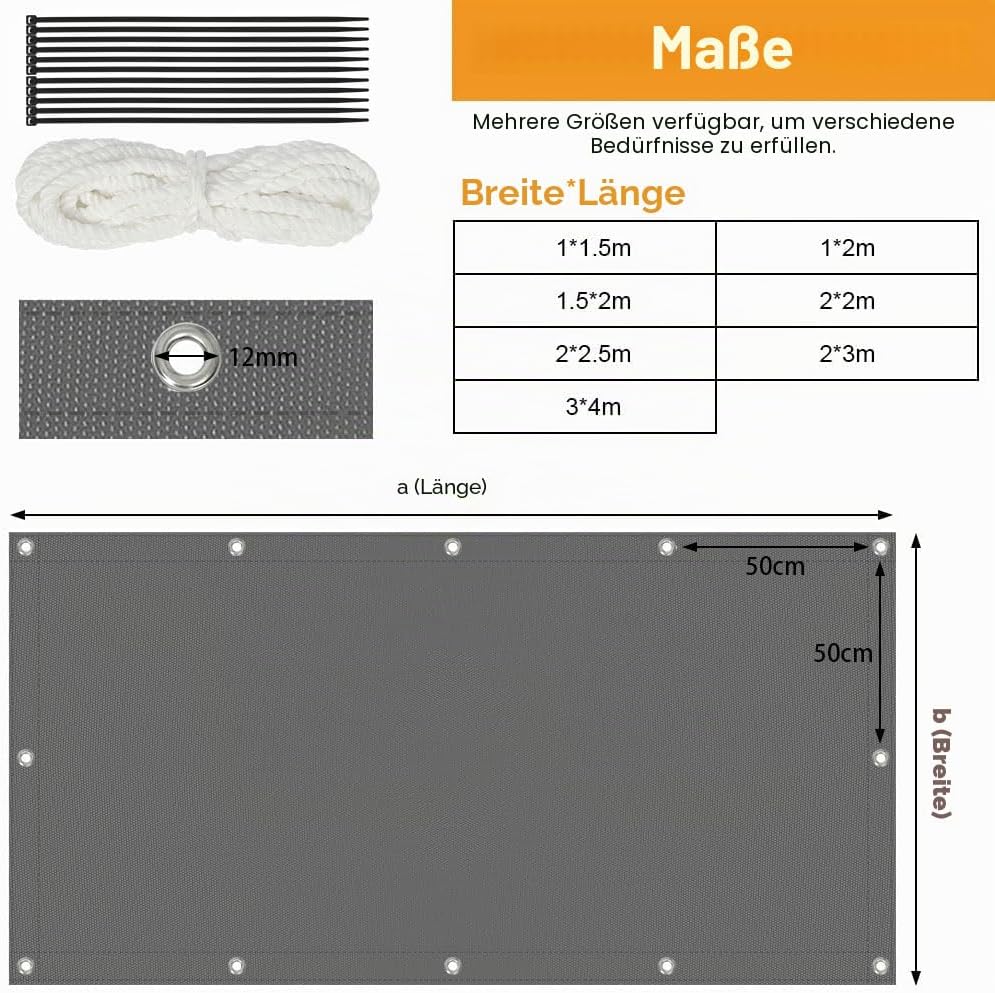 Sonnensegel Wasserdicht, Rechteckig Hitzeschutz Wetterschutz-Markise, UV-Schutz Segel,420D Polyester