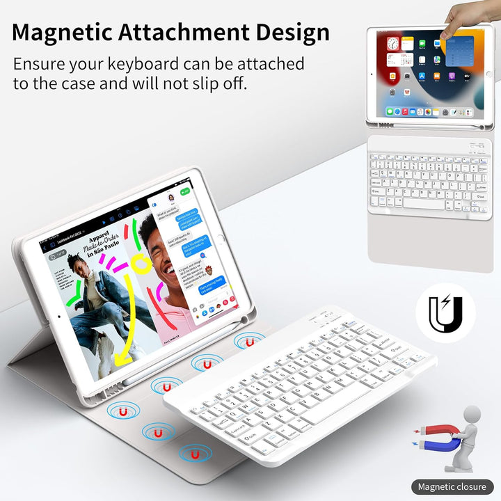 JKSML Tastatur Hülle für iPad 9.Gen/iPad 8.Gen/iPad 7.Gen (2021/2020/ 2019) mit Pencil Halter, Soft