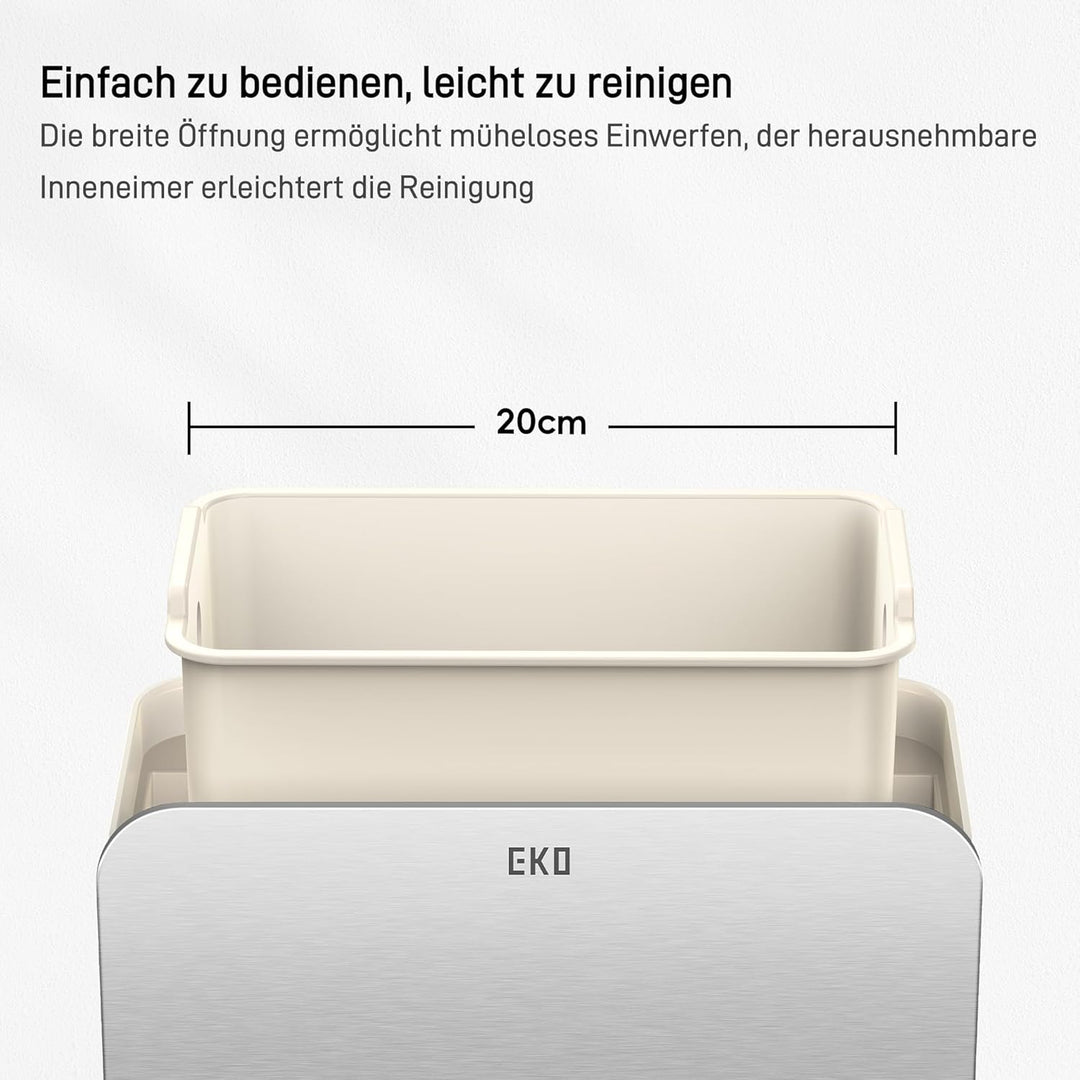 EKO Biomülleimer Küche 7L, Komposteimer aus Edelstahl mit Inneneimer und Geruchsfach, Abfalleimer mi