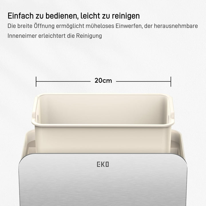 EKO Biomülleimer Küche 7L, Komposteimer aus Edelstahl mit Inneneimer und Geruchsfach, Abfalleimer mi