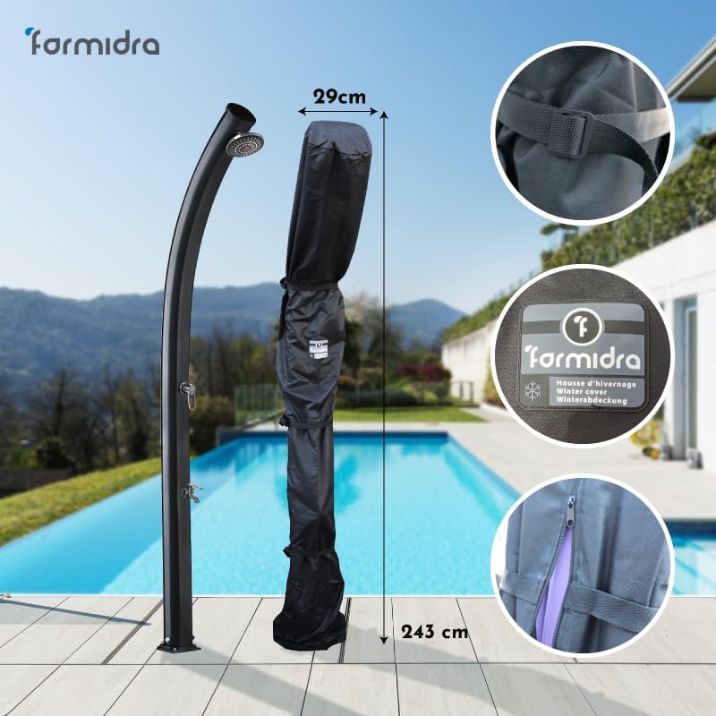 Formidra Solardusche Cobra 32L mit Bezug – Anthrazit – Aussendusche Pool und Garten – DS-C720NOCOV –