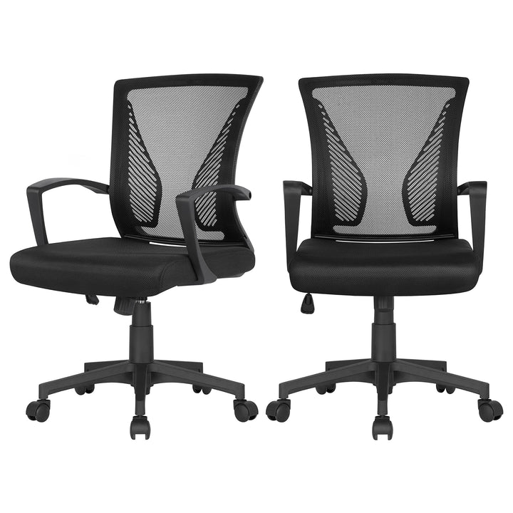 Yaheetech 2 Stück Bürostuhl, Schreibtischstuhl ergonomisch, Drehstuhl mit Netzbespannung, höhenverst