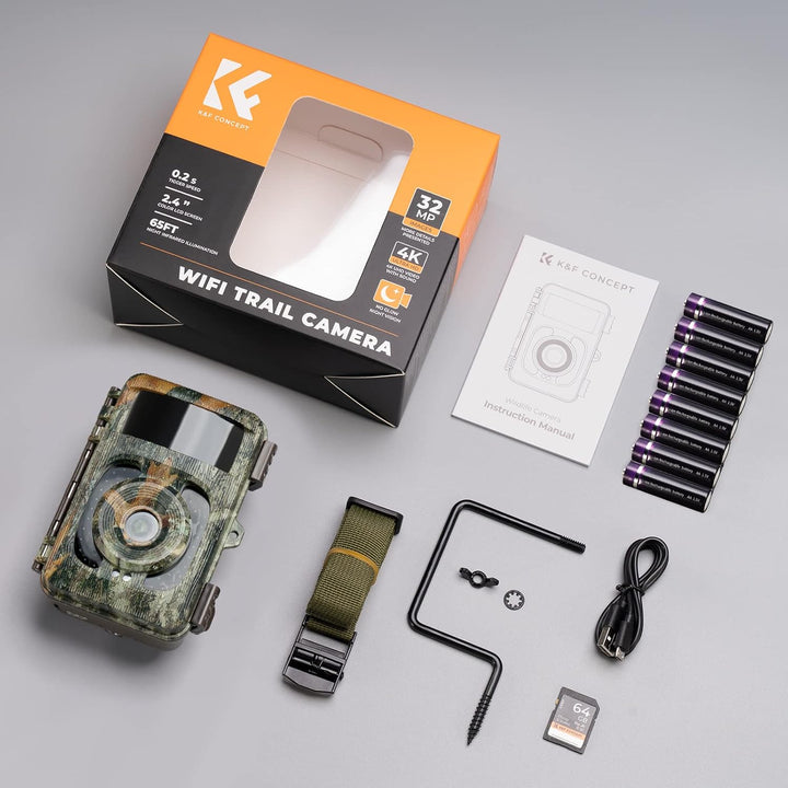 K&F Concept 48MP 4K WLAN Wildkamera handyübertragung, WiFi Wildkamera mit bewegungsmelder nachtsicht