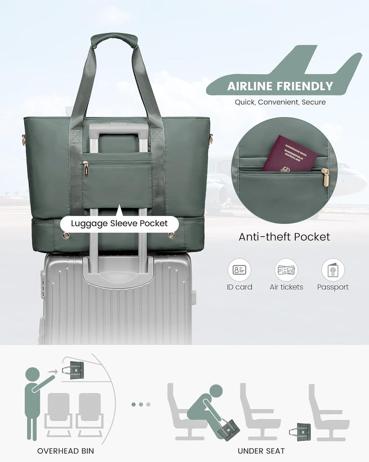 LOVEVOOK Reisetasche Damen Gross, Wasserdicht Weekender Travel Bag mit Schuhfach, Duffle Bag Klinikt