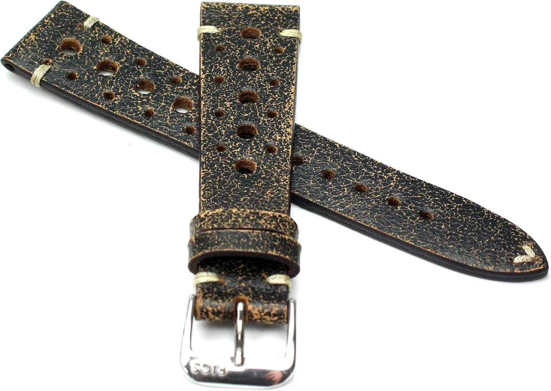 RIOS1931 Rallye Vintage Rindsleder Uhrenarmband handgemacht in Deutschland 19mm schratched rostig br