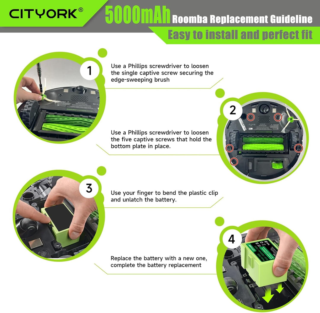 ABL-D1/ABL-D2 Li-ion Ersatz Akku für iRobot Roomba i7/ i7+, i4/i4+, i3/i3+ Plus, für iRobot Roomba e