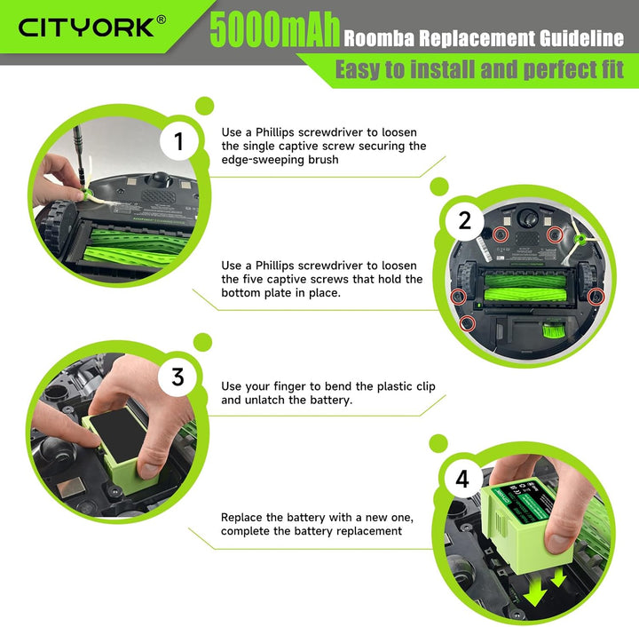 ABL-D1/ABL-D2 Li-ion Ersatz Akku für iRobot Roomba i7/ i7+, i4/i4+, i3/i3+ Plus, für iRobot Roomba e