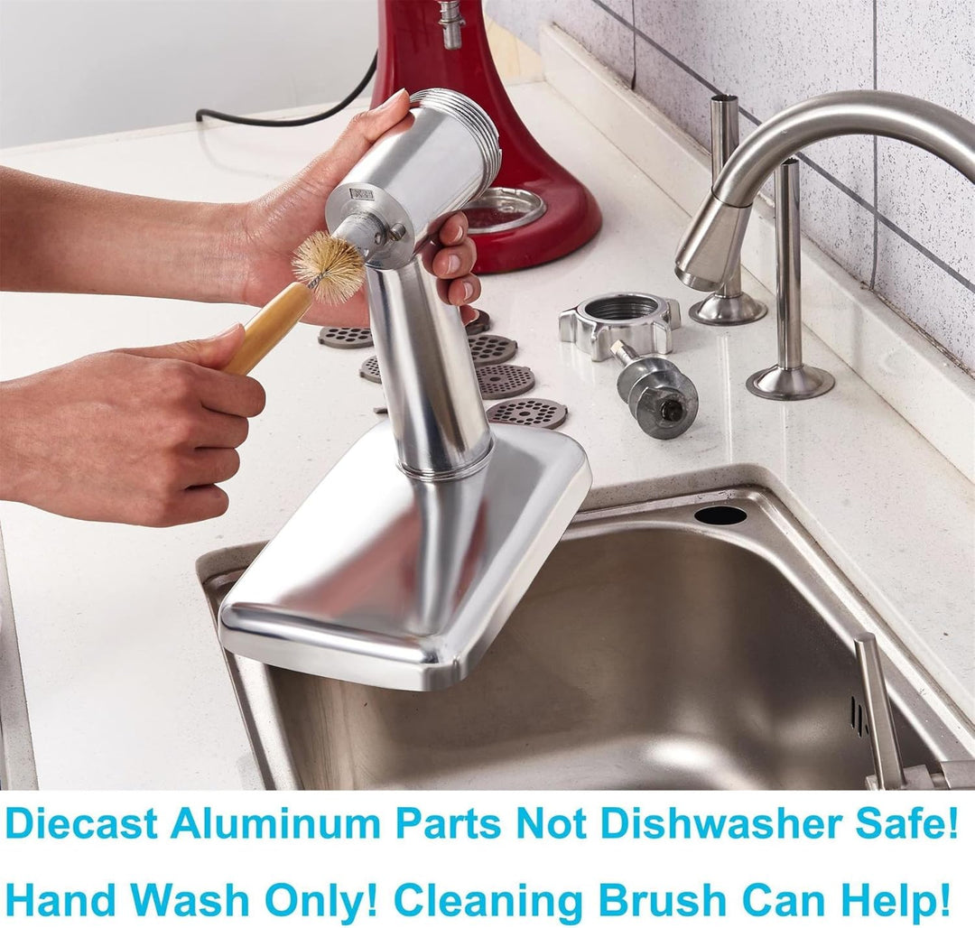 Fleischwolf Aufsatz für Kitchenaid Standmixer Inklusive 3 Wurstfüllhörner 2 Schleifklingen 4 Mahlsch