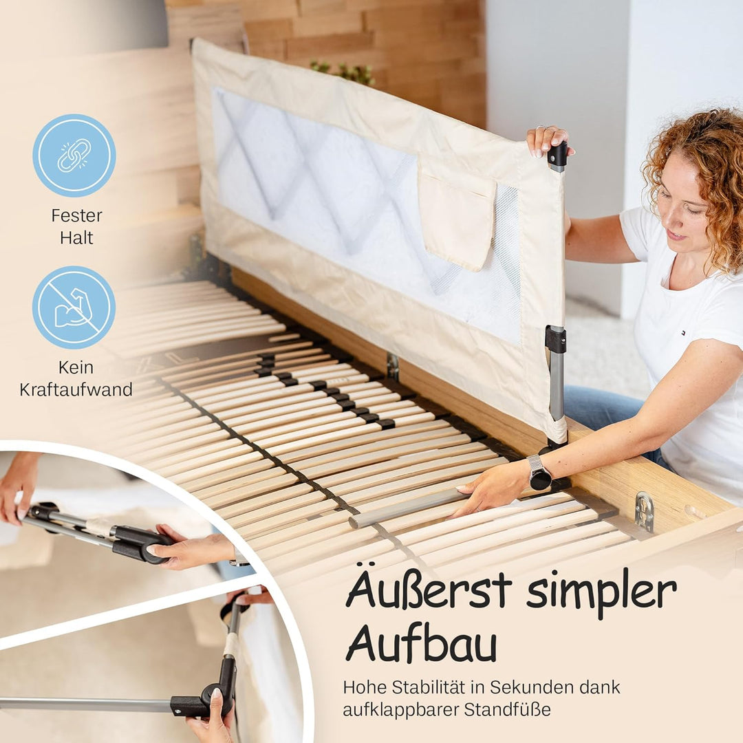Rausfallschutz Bett Faltbar Kompaktes und Handliches Bettgitter für Reise, Übernachtungen, Hotels, b