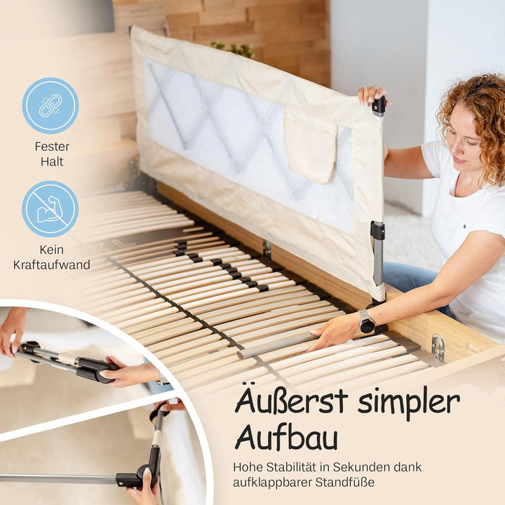 Rausfallschutz Bett Faltbar Kompaktes und Handliches Bettgitter für Reise, Übernachtungen, Hotels, b