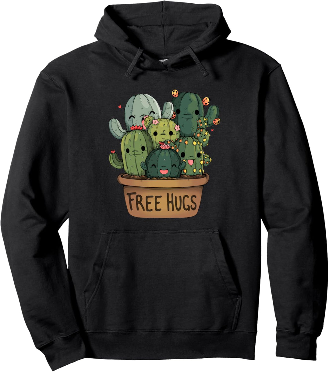 Free Hugs Cuddly Cute Cactus Smiles Back to School Wear Tees Pullover Hoodie