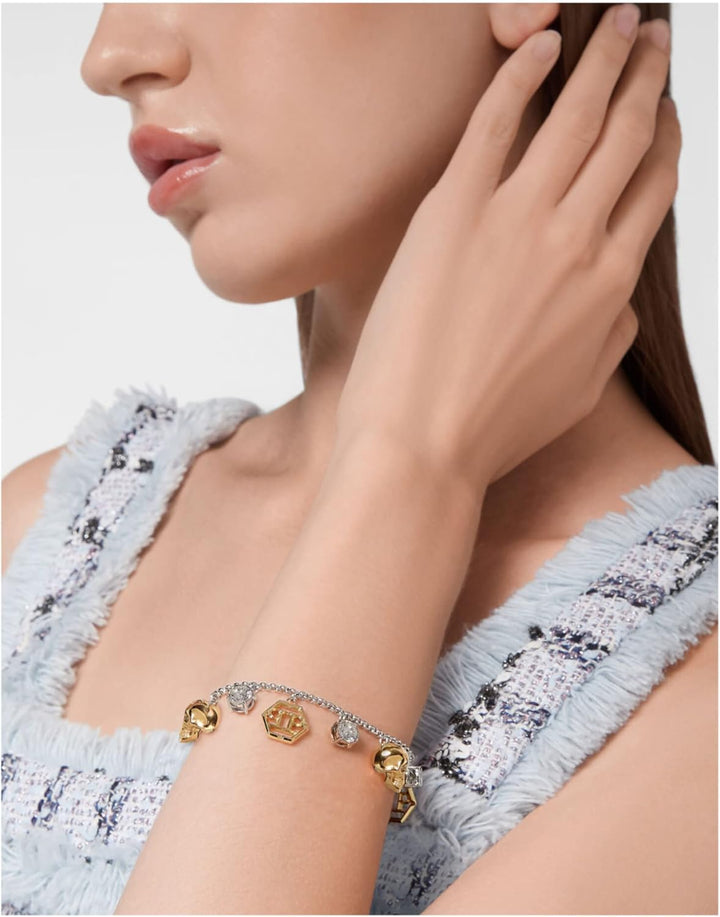 Philipp Plein Damen-Armband 3D Skull Zweifarbig PJ3AA11BU