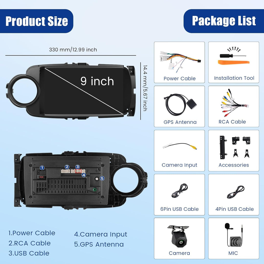 [4G+64G] Inefala Android 15 Autoradio für Toyota Yaris 2012-2017 mit Wireless Carplay Android Auto,