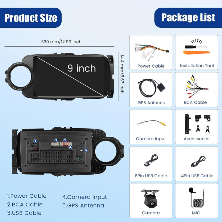 [4G+64G] Inefala Android 15 Autoradio für Toyota Yaris 2012-2017 mit Wireless Carplay Android Auto,