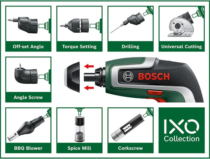 Bosch Akkuschrauber IXO Wasserwaagen-Set (7. Generation; 3,6V; 2,0Ah; 5,5Nm; Set inkl. Mini-Wasserwa