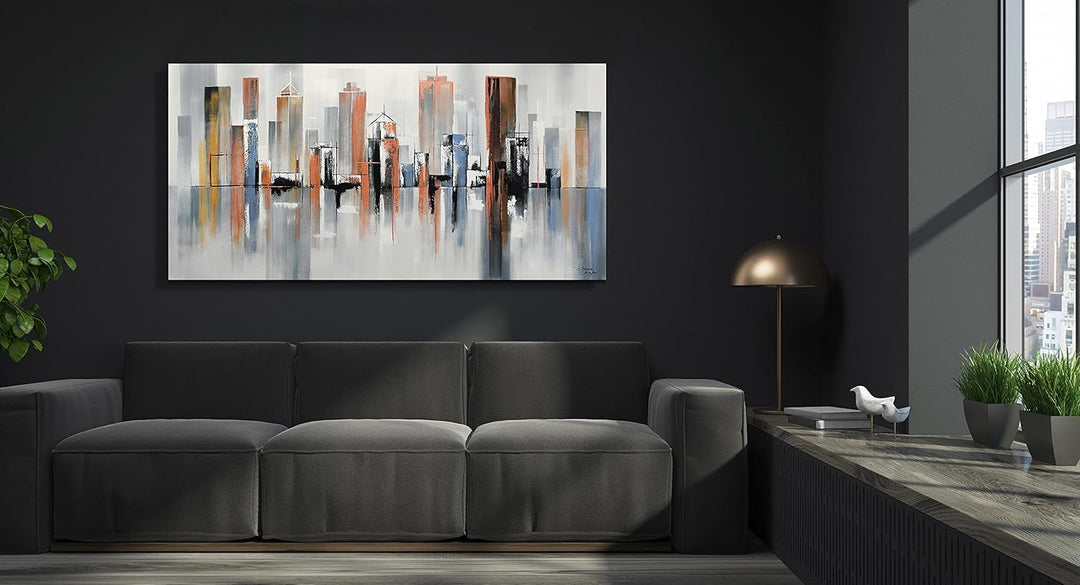 Monica Mirafiori I 100% HANDGEMALT I Gemälde Wolkenkratzer 100x50cm | Gemälde Handgemalt | Acrylgemä