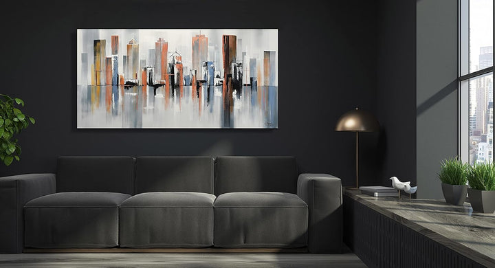 Monica Mirafiori I 100% HANDGEMALT I Gemälde Wolkenkratzer 100x50cm | Gemälde Handgemalt | Acrylgemä