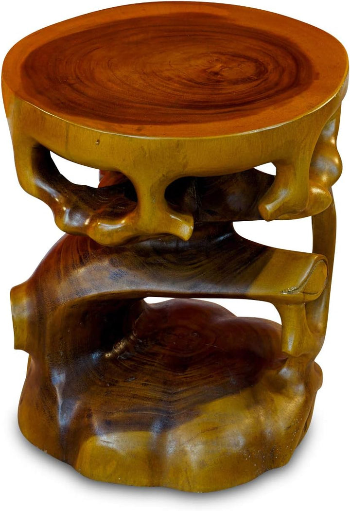 Kinaree Teak Beistelltisch Bonsai - 40cm Blumenhocker - Suar Holz Hocker in 2 Varianten Kolonial, Ko