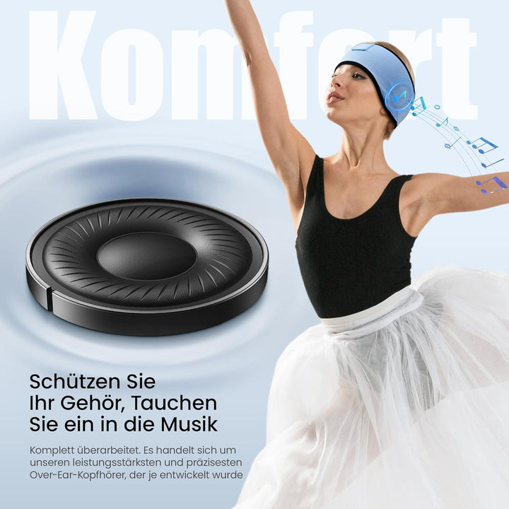 LC-dolida Schlafkopfhörer Bluetooth Stirnband Kopfhörer, Ultraweiche Bambus-Baumwoll Schlafkopfhörer