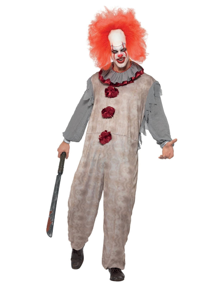 Vintage Clown Costume (L) 42-44 Grau und Rot, 42-44 Grau und Rot