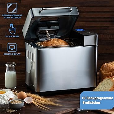 COOCHEER Vollautomatischer Brotbackautomat 710 W Brotbackautomat und programmierbar für Brotbackauto