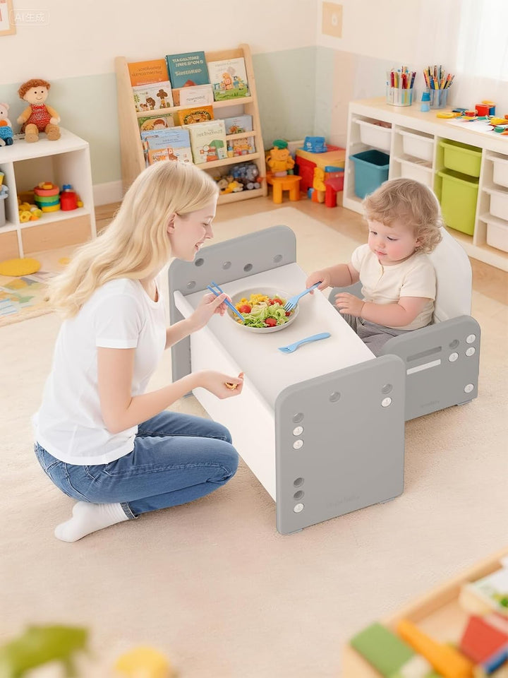Kindertisch mit Stühle, Höhenverstellbarer Kinder Tisch Stuhl Set, Konvertierbarer Desktop，Multifunk